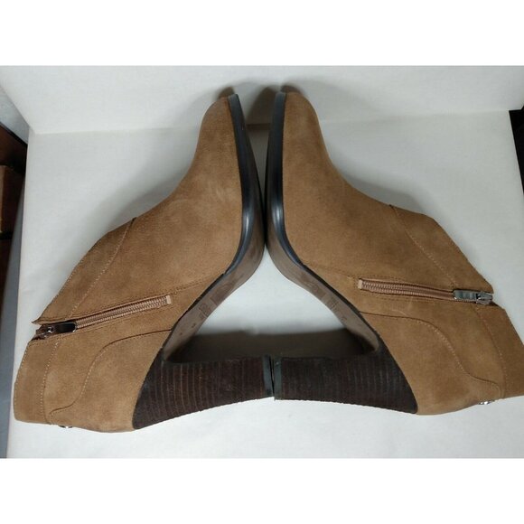 Crown Vintage Ivvy Women's Size 11 M Booties Ankle Brown Leather Side Zip Heels - Picture 5 of 10